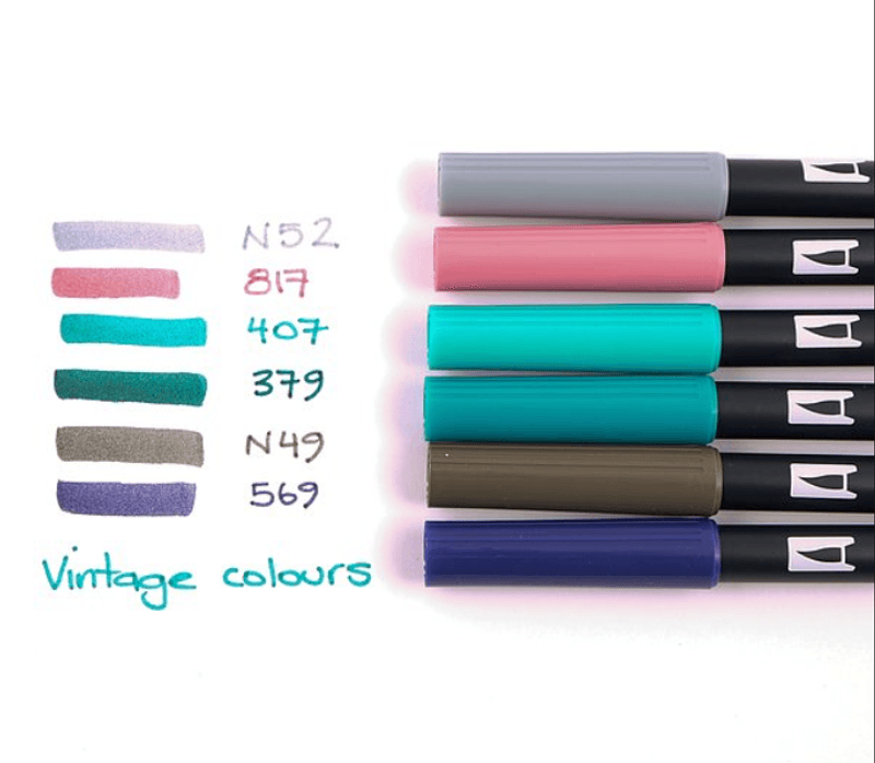 Tombow 6 stk Dual Brush Pens, Vintage