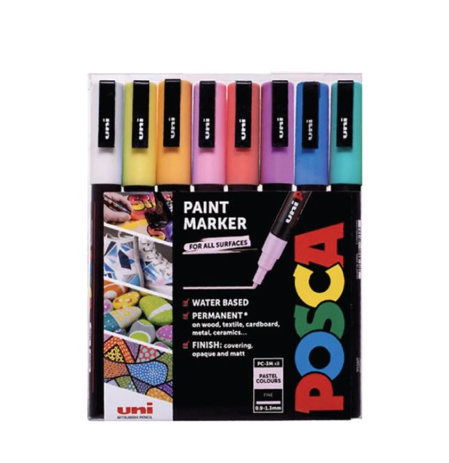 Hovedbilde POSCA PC-3M Paintmarker Fine, 8 stk Pastell ...