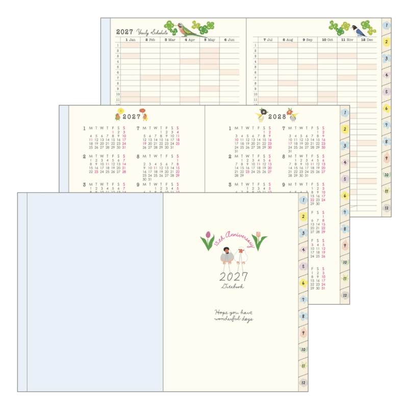 Midori Diary Pocket BIRD 2027 Monthly / Weekly A6