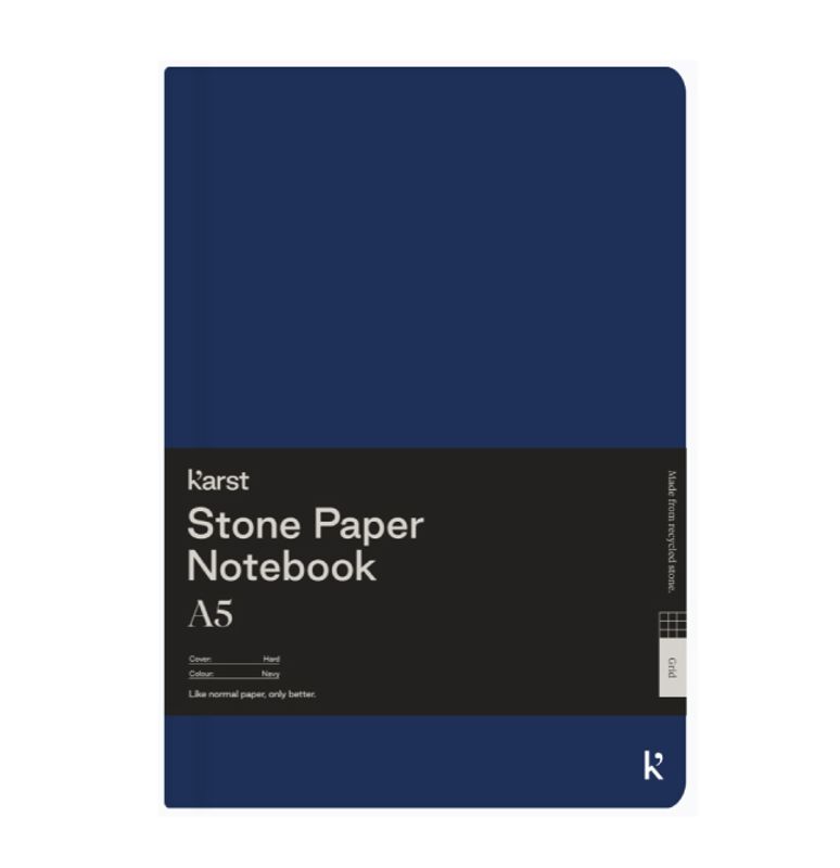 KARST Notatbok STONEPAPER Navy A5, Plain Hardcover