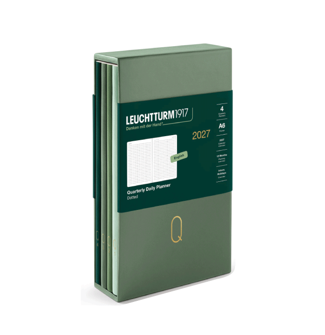 LT Quarterly DAILY Planner 2027 A6 Flexcover Dotted Green 