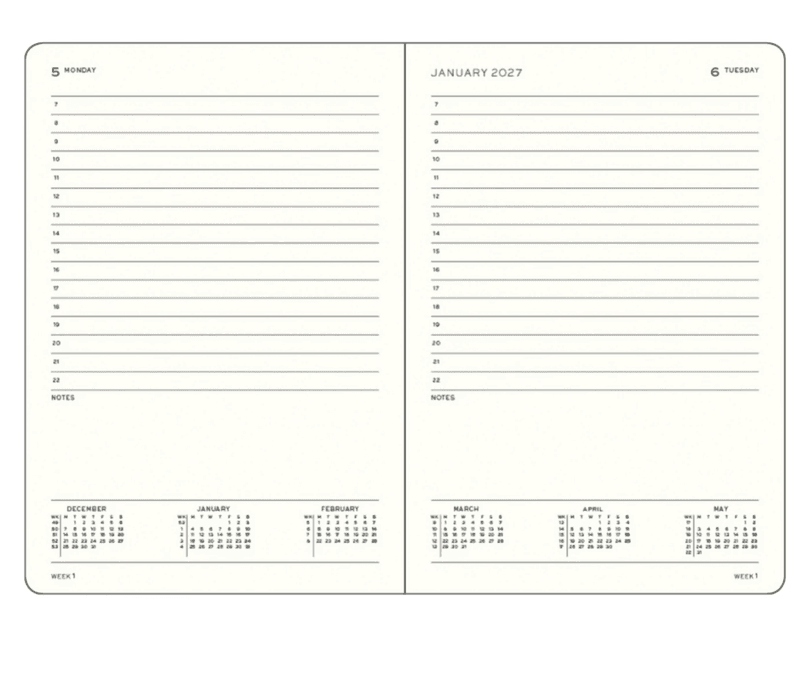 LT Daily Planner 2027 Hardcover A5, Black