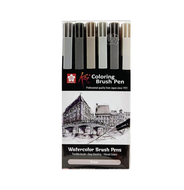 Hovedbilde KOI Coloring Brush Pen, Urban 6 stk